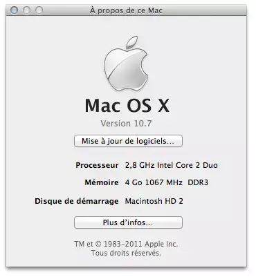 Lion : À propos de ce Mac évolue