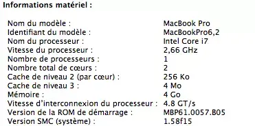 MacBook Pro Core i7 : les performances