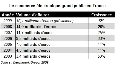 France : le e-commerce en hausse de 20 % sur 2008