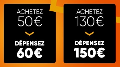 Promos :  cartes Fnac 60 et 150€ à 50 et 130€, 50% sur le pack Hue/Google (7 produits)