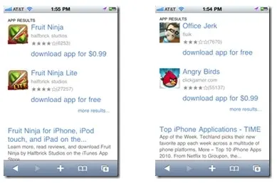 Bing recherche les applications iOS