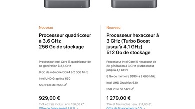 Apple double le stockage du Mac mini et passe la version de base à 929€