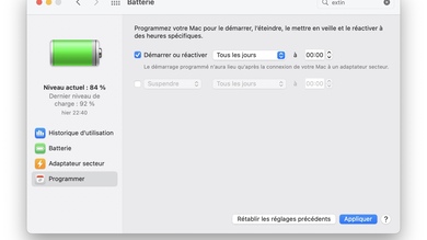 macOS Ventura retire le réglage de programmation d'allumage/extinction automatique