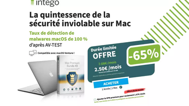 Jusqu'à ce soir, -65% sur les offres de protection d'Intego (Mac Premium Bundle X9 à 29€)