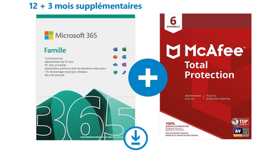 Promos : 15 mois d'abonnement Microsoft 365 Famille + McAfee 2022 à 54€, casque Q30 avec ANC à 65€, hub USB-C à 22€