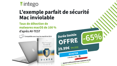 Jusqu'à 65% de réduction sur l'offre de protection et de sécurité d'Intego (Mac Premium X9 à 29€)