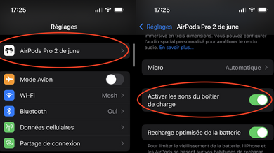 AirPods Pro 2 : comment activer ou désactiver les sons du boitier de charge