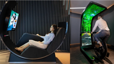 Un salon TV inclinable égoïste et une piste cyclable OLED chez LG