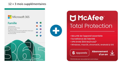 Bon plan : 15 mois de Microsoft 365 Famille + McAfee à 58€