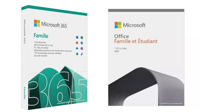 Microsoft 365 Famille à 49€ (-50€), Office 2021 licence perpétuelle à 89€ (-60€)