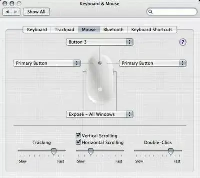 Le panneau de config de la souris