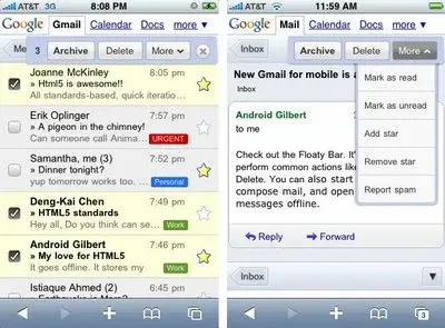 Google met GMail et Calendar mobile à jour