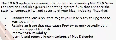 Mac OS X 10.6.8 (10K531) efface MacDefender