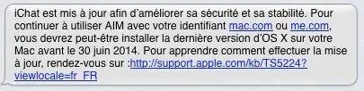 AOL avertit les utilisateurs d'iChat avec une adresse @mac.com ou @me.com