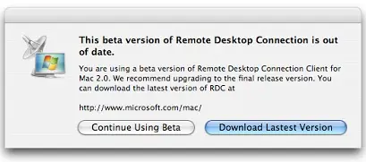 La beta de Remote Desktop Client for Mac expire