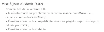 iMovie Mac passe en version 9.0.9