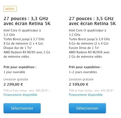 Nouveau MacBook Pro Retina 15" et nouvel iMac 27" Retina 5k