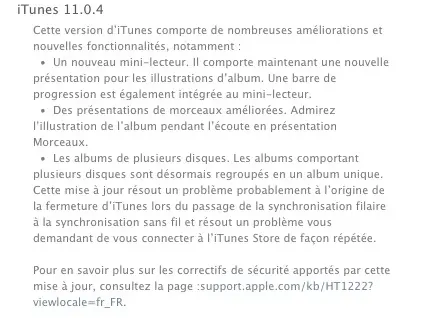 iTunes Mac mis à jour en version 11.0.4, une version essentiellement corrective