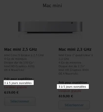 Les délais des Mac mini augmentent dans certains pays