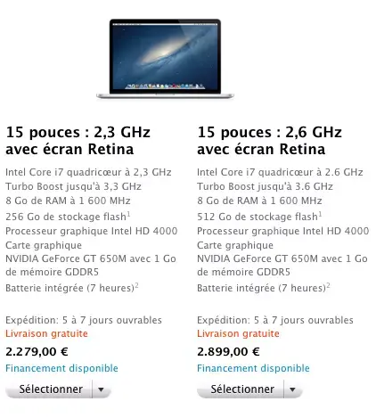 MacBook Pro Retina : les délais baissent aussi en Europe