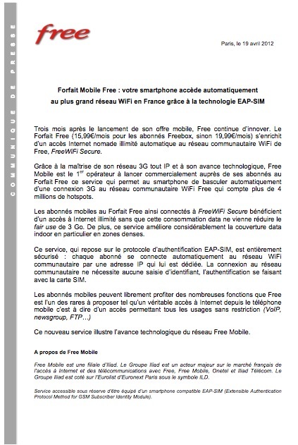 FreeWiFi Secure connectera Free Mobile à 4 millions de hot Spot Wi-Fi