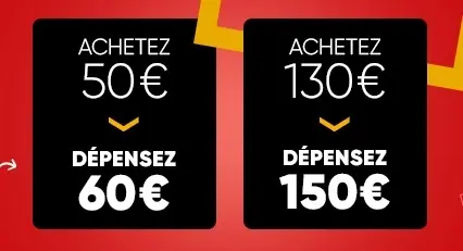 Promos : cartes Fnac 60/150€ à 50/130€, Orbi Wi-Fi 6 Mesh à 214€, switch HDMI à 10€