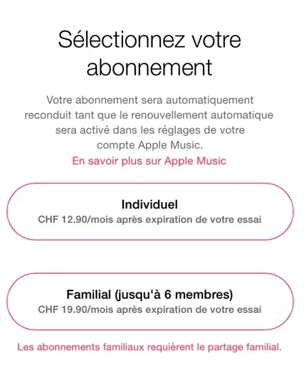 Suisse : l'abonnement à Apple Music est à 12,90 CHF/mois (9,99€ en France)