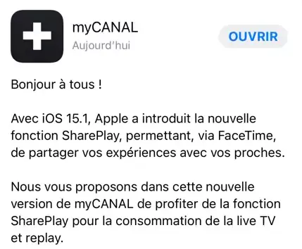 L'App myCanal est désormais compatible SharePlay (+ sondage : utilisez-vous cette fonctionnalité ?)