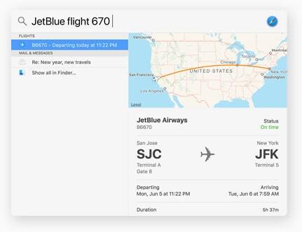 Spotlight regarde passer les avions dans macOS High Sierra