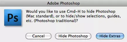 Photoshop travaille son cmd+h