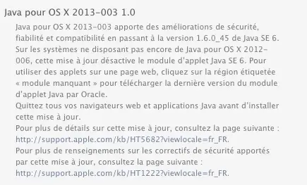 Mise à jour JAVA pour OS X 2013-003 1.0