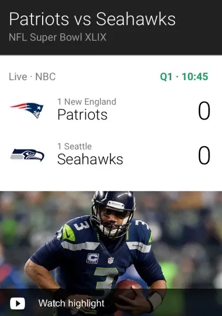 Google affichera les résultats de la NFL et les résumés dans ses résultats de recherche