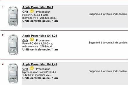 Powermac supprimés à la vente 