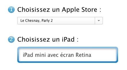 Voici le lien pour retirer l'iPad mini en boutique aujourd'hui (ou demain)