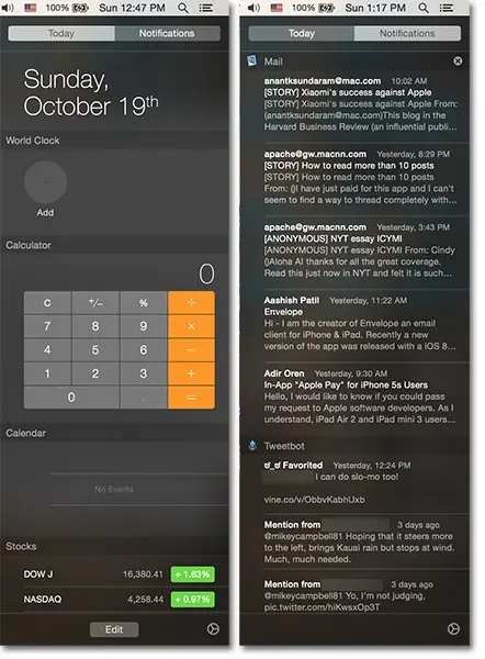 Yosemite : organisez vos widgets dans le Centre de Notifications