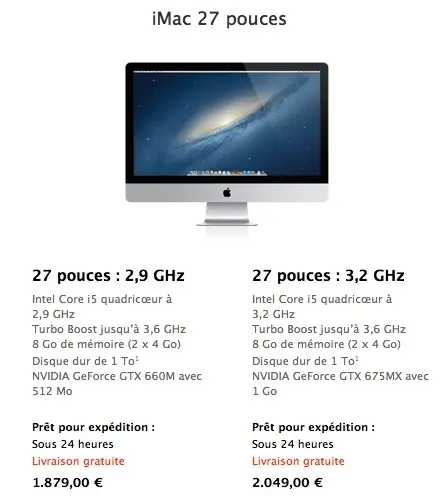 En France, Suisse et Belgique, les iMac sont tous expédiés en 24 heures