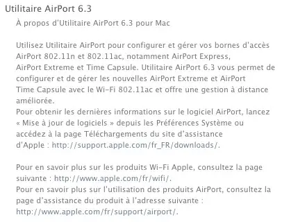 L'utilitaire AirPort mis à jour