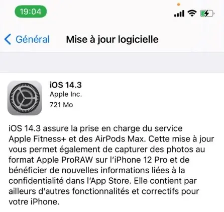 iOS/iPadOS 14.3, tvOS 14.3 et watchOS 7.2 sont disponibles