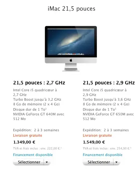 iMac : augmentation des délais pour le 21,5" également