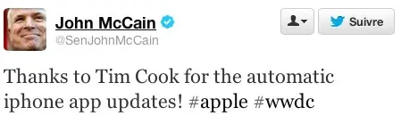 Insolite : John McCain félicite Apple pour l"auto-update" d'iOS 7