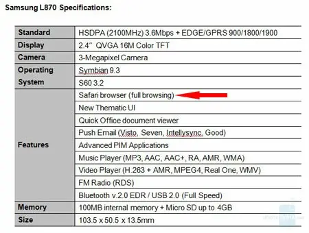 Le dernier téléphone de Samsung utilise Safari ?