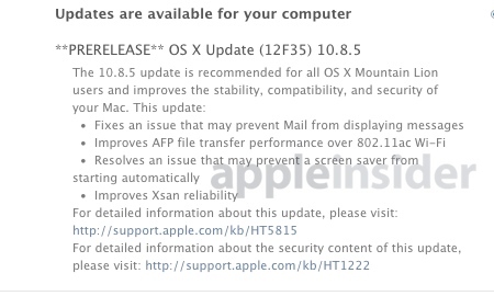 OS X 10.8.5 disponible aujourd'hui ?