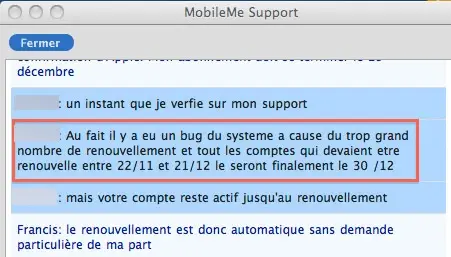 MobileMe : un bogue affecte les renouvellements d'abonnement