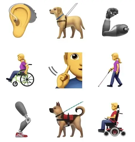 Apple soumet de nouveaux emojis pour mieux représenter les handicaps