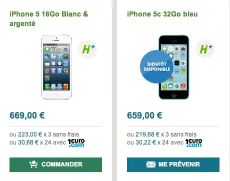 L'iPhone 5c est proposé à 559 € chez B&You