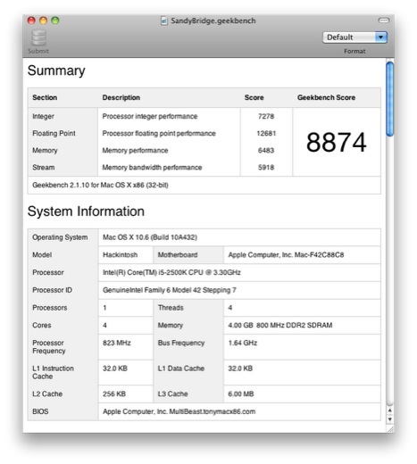 Mac OS X installé sur un processeur Sandy Bridge