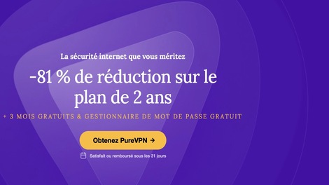 Dernier jour pour PureVPN à -82% avec 3 mois gratuits + gestionnaire de mots de passe gratuit