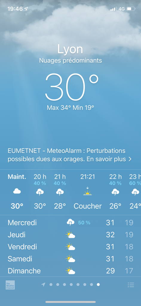 L'image du soir : la météo d'iOS 14 est vraiment pratique (alertes orages, détails etc.)