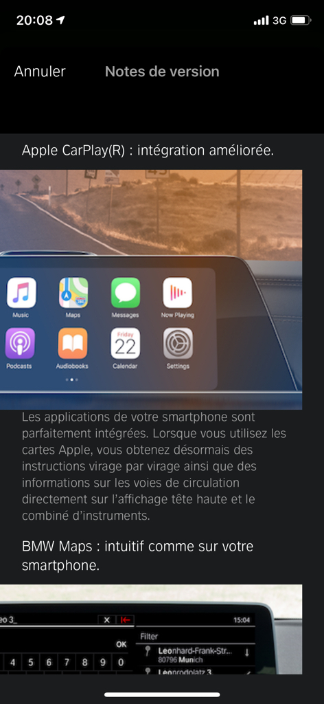 CarPlay débarque sur l'affichage tête haute chez BMW