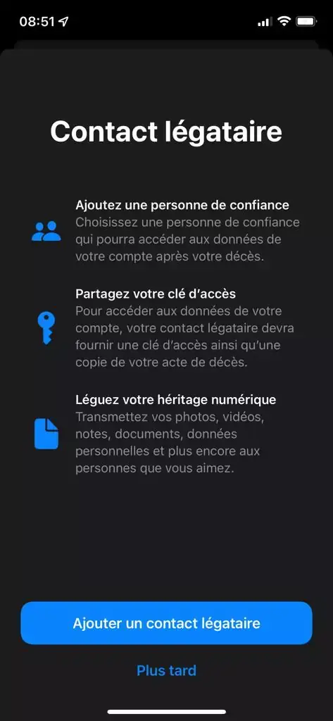 iOS 15 : comment activer "Contact légataire" ("Legacy Contact") sur son iPhone